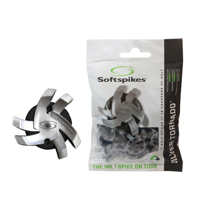 Softspikes Silver Tornado Golf Spikes - Fast Twist 3.0 - Silver/Black - 18 Count - Image 1
